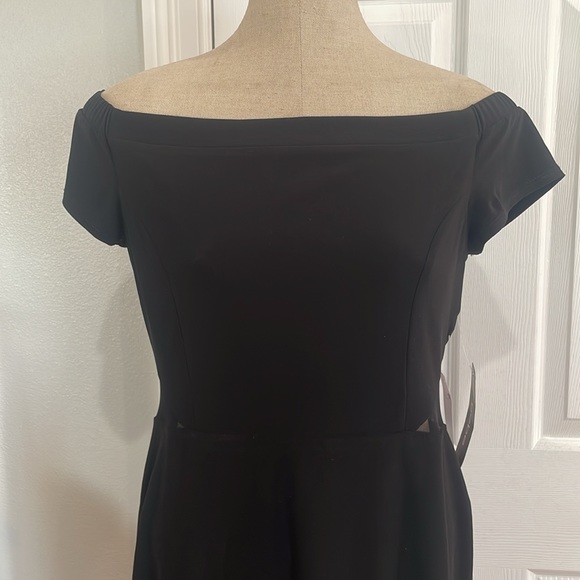 Bebe dress off the shoulder sexy illusion side cutouts mini black womens size 12 - Picture 2 of 15
